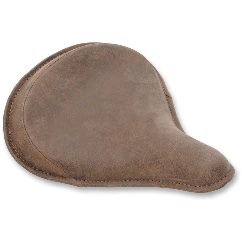 DRAG SPECIALTIES Large Low-Profile Spring Solo Brown Perimeter Stitch Seat - Brown Distressed Leather