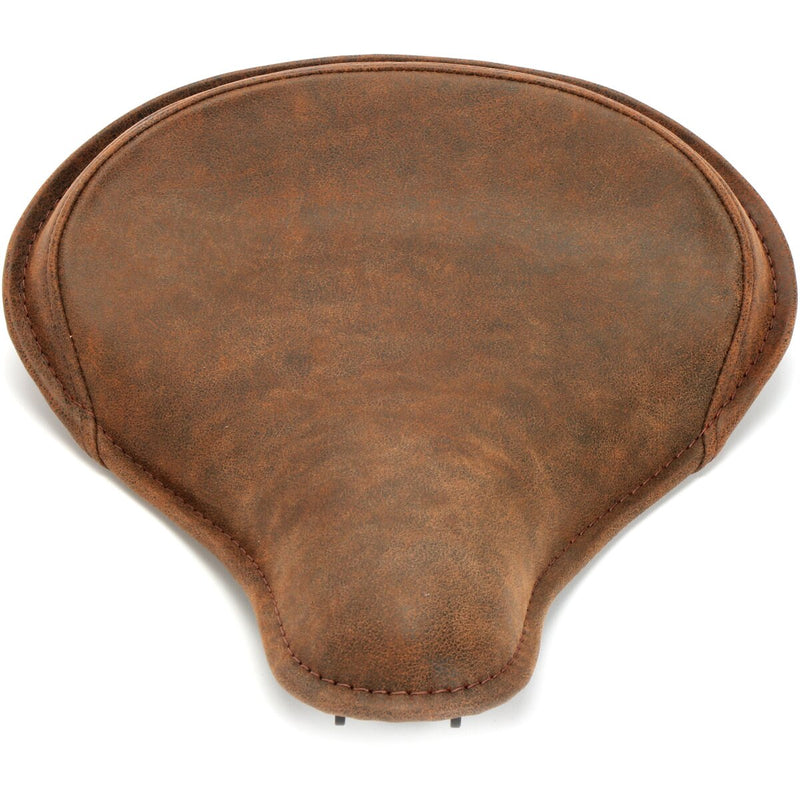 DRAG SPECIALTIES Large Low-Profile Spring Solo Brown Perimeter Stitch Seat - Brown Distressed Leather