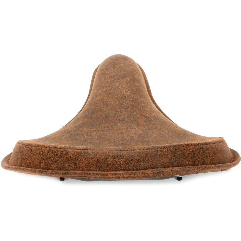 DRAG SPECIALTIES Large Low-Profile Spring Solo Brown Perimeter Stitch Seat - Brown Distressed Leather