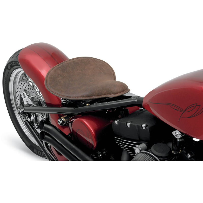 DRAG SPECIALTIES Spring Solo Seat - Large - Low-Profile - Brown w/ Perimeter Stitch