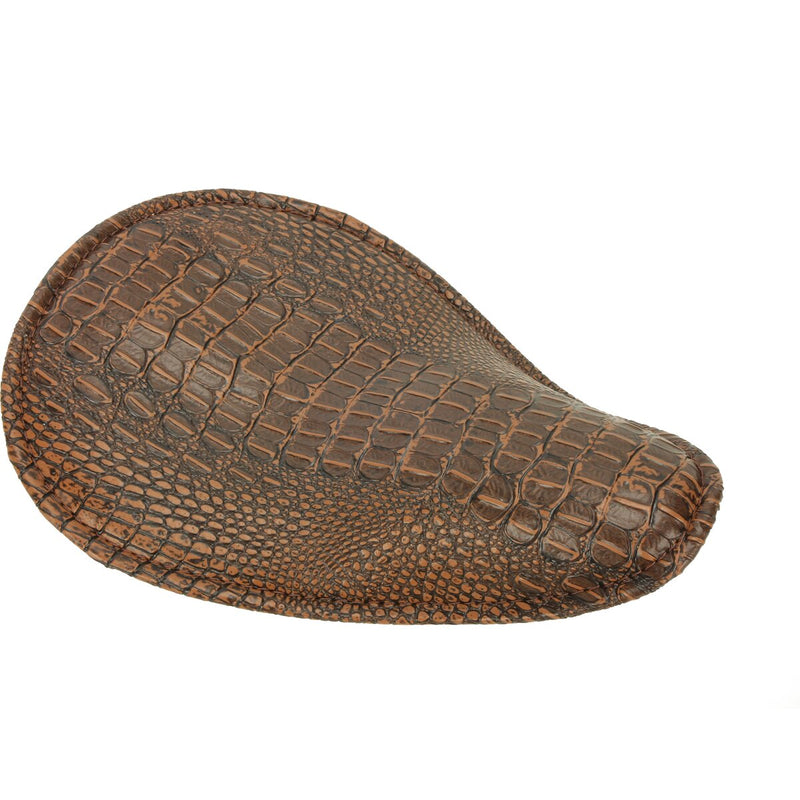 DRAG SPECIALTIES Seat - Spring Solo - Low-Profile - Small - Faux Alligator / Brown Stitching