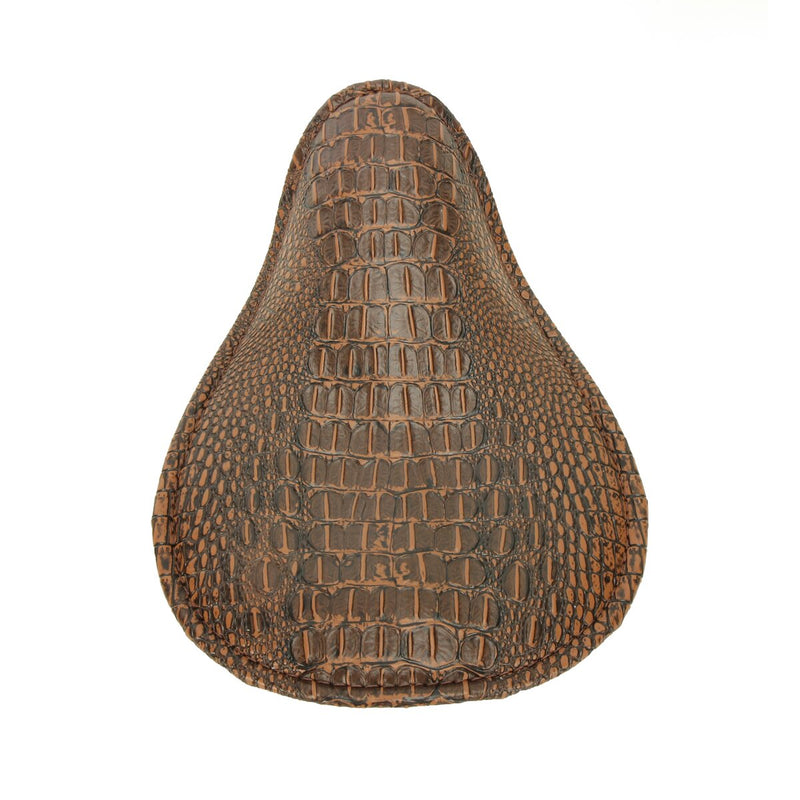 DRAG SPECIALTIES Seat - Spring Solo - Low-Profile - Small - Faux Alligator / Brown Stitching