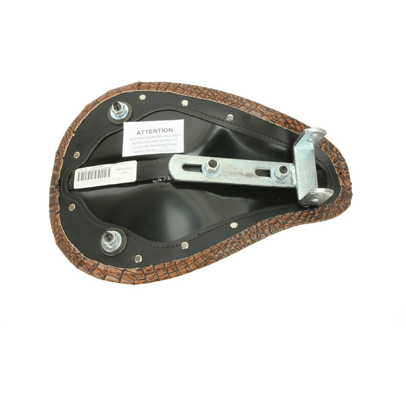 DRAG SPECIALTIES Seat - Spring Solo - Low-Profile - Small - Faux Alligator / Brown Stitching