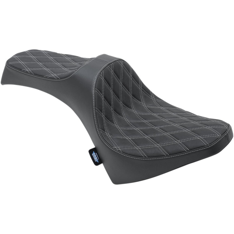 DRAG SPECIALTIES Predator III Double Diamond Silver Stitch Vinyl Seat - Black - Scout '15-'22