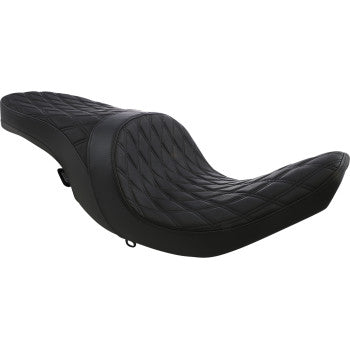 DRAG SPECIALTIES Forward Positioned Low Profile Double Diamond Black Stitch Solar Vinyl Seat - Black - Indian '14-'22