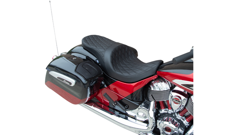 DRAG SPECIALTIES Forward Positioned Low Profile Double Diamond Black Stitch Solar Vinyl Seat - Black - Indian '14-'22