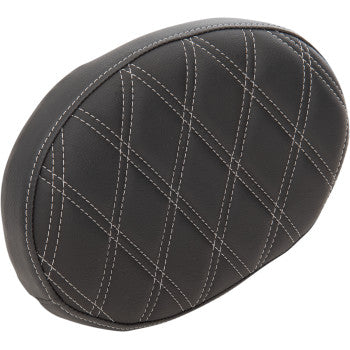 DRAG SPECIALTIES Oval Sissy Bar Double Diamond Silver Stitch Pad - Black - FL '99-'22