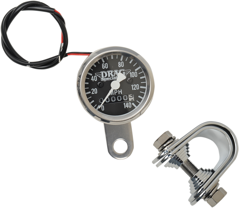 DRAG SPECIALTIES 1-7/8" Mini MPH Speedometer 2240:60 Ratio - Stainless Housing - Black Face