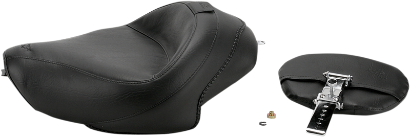 MUSTANG Wide Solo Seat with Removable Backrest - Vintage - Black - Smooth - Sportster '04-'21   with 4.5 Gallon Tank