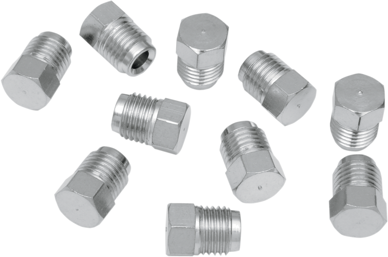DRAG SPECIALTIES Stainless Steel Brake Line T-Junction Plug - Chrome - 10 Pack