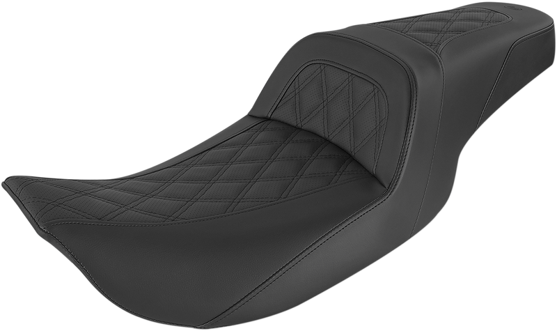 SADDLEMEN Slim Seat - Lattice Stitch - Black - Touring '99-'07
