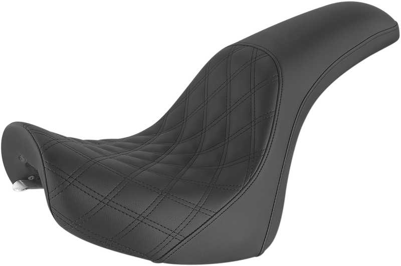 SADDLEMEN Profiler Seat - Front Lattice/Rear Smooth - Black - Softail '01-'07