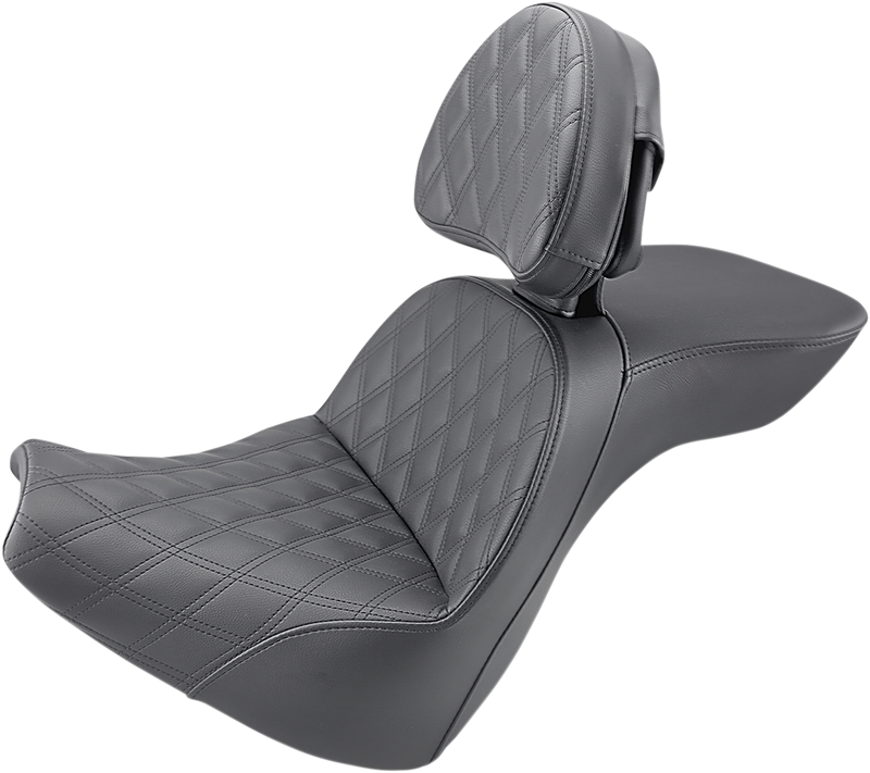 SADDLEMEN Explorer Lattice Stitch Seat - Includes Backrest - Softail '18-'20