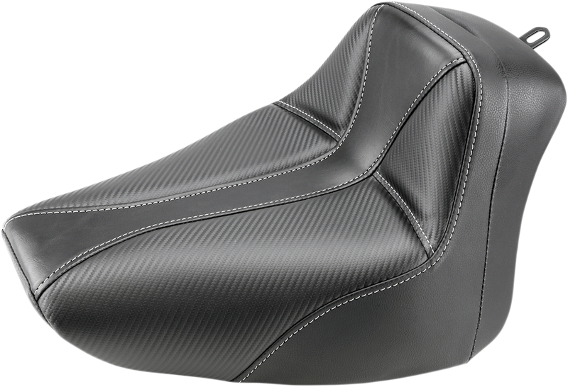 SADDLEMEN Dominator Solo Seat - w/o Backrest - Black Carbon Fiber w/ Gray Stitching - Softail '00-'06