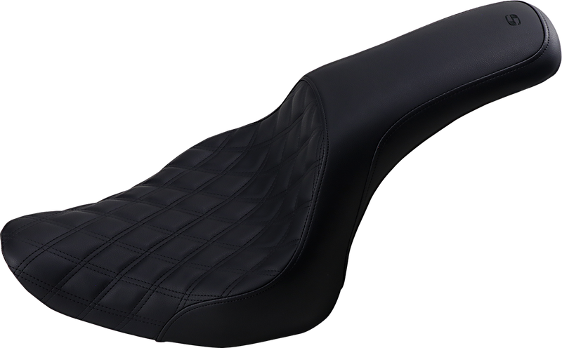SADDLEMEN Profiler Seat - Front Lattice/Rear Smooth - Black - Softail '06-'17