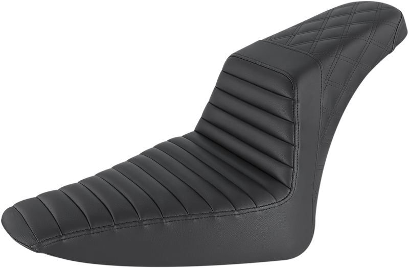 SADDLEMEN Step-Up Seat - Front Tuck-n-Roll/Rear Lattice Stitch - Black - Softail '11-'17