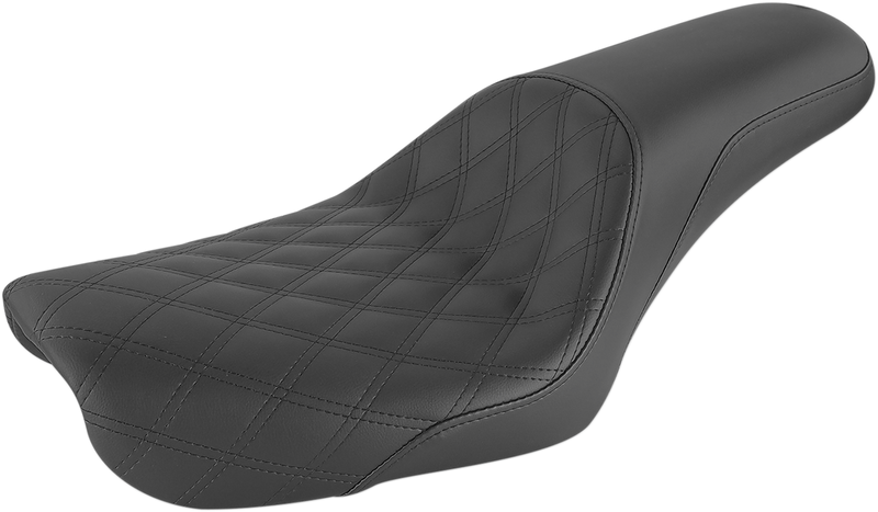 SADDLEMEN Profiler Seat - Front Lattice/Rear Smooth - Black - Dyna '04-'05