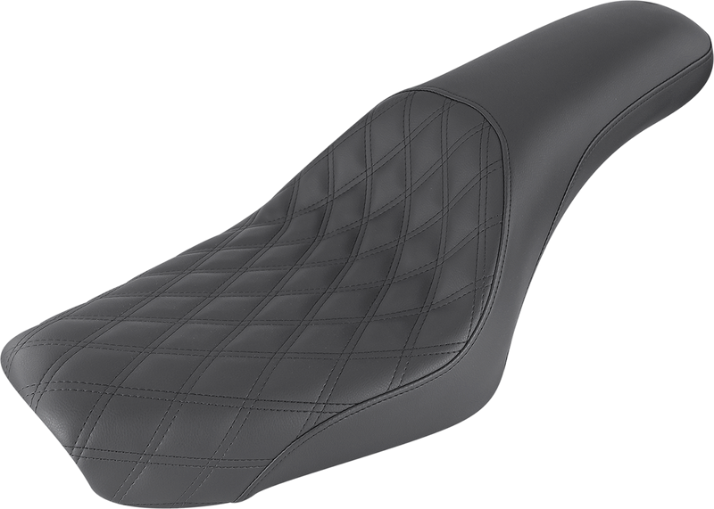 SADDLEMEN Profiler Seat - Front Lattice/Rear Smooth - Black - Dyna '04-'05