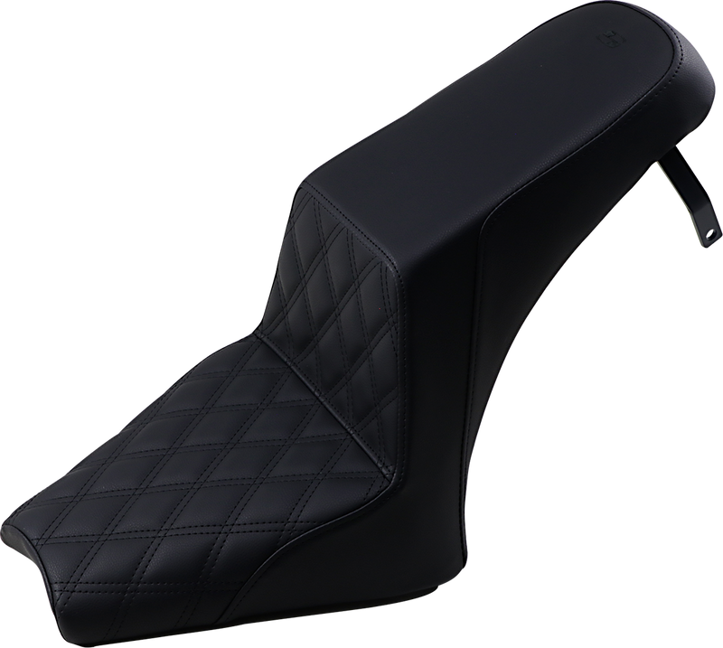SADDLEMEN Step-Up Seat - Front Lattice Stitch/Rear Smooth - Black - Scout Bobber