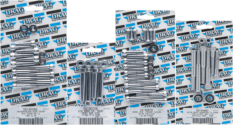 DRAG SPECIALTIES Replacement Knurled Socket-Head Bolt Side Cover Kit - Chrome - 5-Speed