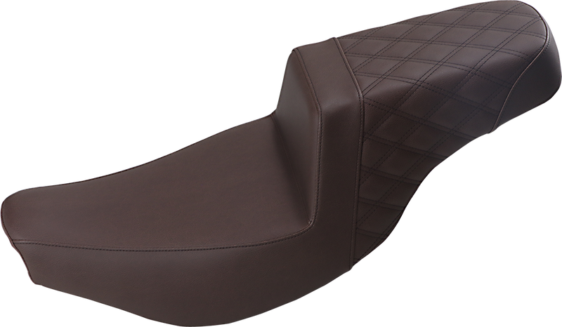 SADDLEMEN Step-Up Seat - Front Smooth/Rear Lattice Stitch - Brown - '14-'21 Indian Models