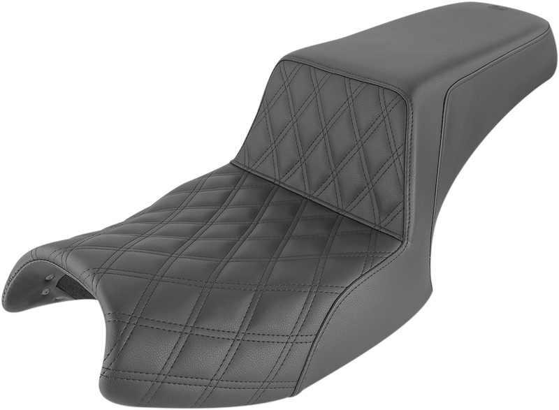 SADDLEMEN Step-Up Seat - Front Lattice Stitch/Rear Smooth - Black - Challenger