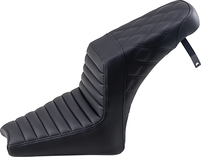 SADDLEMEN Step-Up Seat - Front Tuck-n-Roll/Rear Lattice Stitch - Black - Indian Scout '18-'19