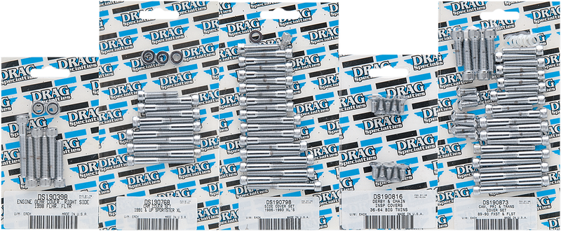 DRAG SPECIALTIES Replacement Camshaft Cover Knurled Socket-Head Bolt Kit - Chrome - Evolution