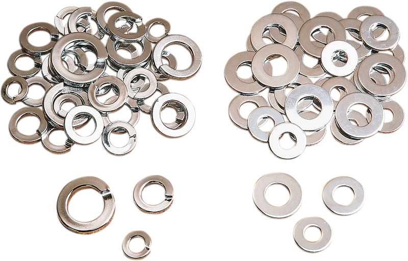 DRAG SPECIALTIES Washers - Flat / Lock - Chrome - 36-Piece Kit