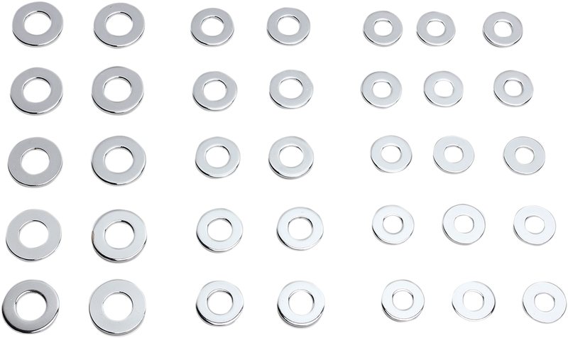 DRAG SPECIALTIES Flat Washer Kit - S.A.E - Chrome - 35 Pack