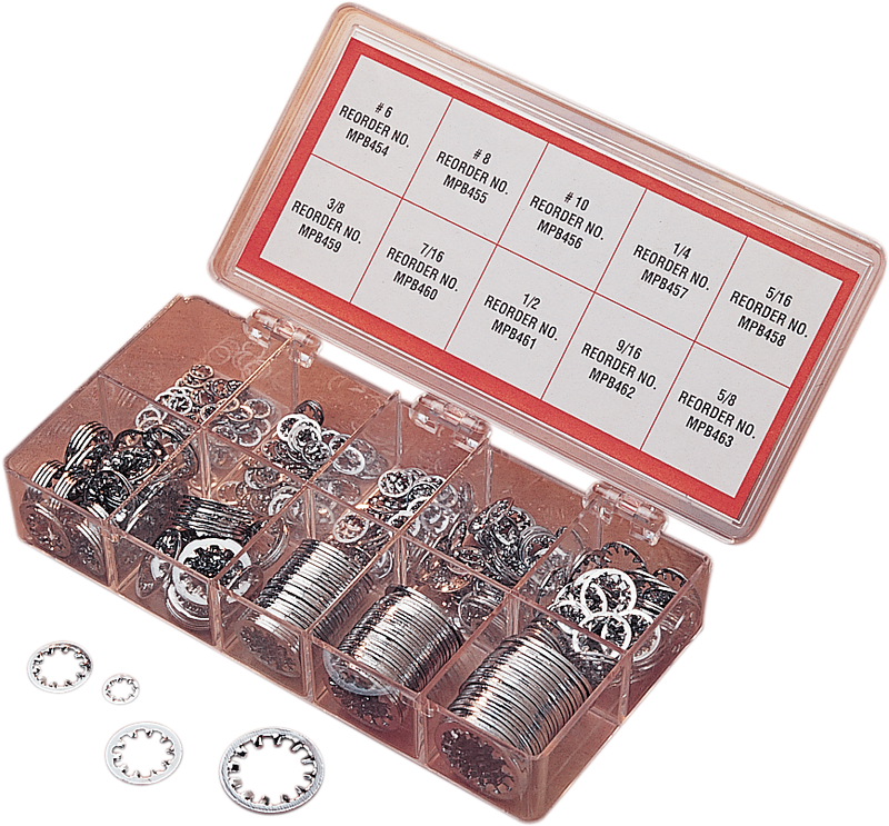 DRAG SPECIALTIES Inside Star Washer Assortment Kit - Chrome - 400 Pack