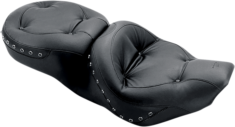 MUSTANG Regal Wide One-Piece 2-Up Touring Seat - Chrome Studs - FLH '97-'07