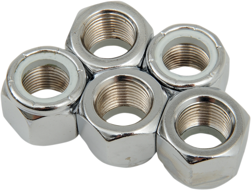 DRAG SPECIALTIES Nylon Insert Nut  - Chrome - 5/8"-18 - 5 Pack