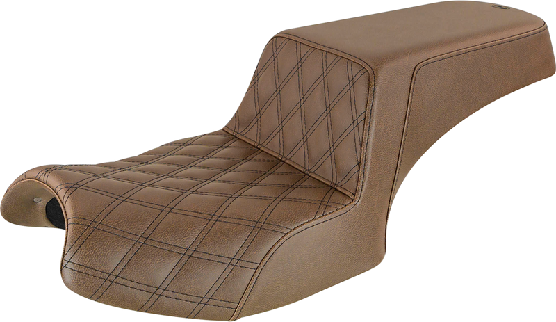 SADDLEMEN Step-Up Seat - Front Lattice Stitch/Rear Smooth - Brown - '20-'22 Indian Challenger