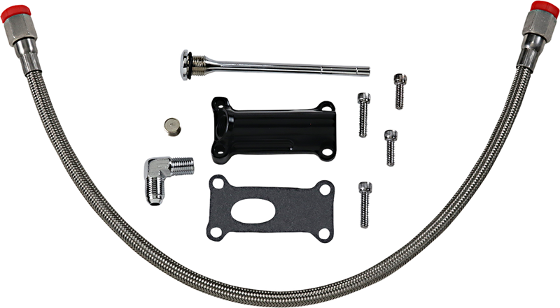 DRAG SPECIALTIES Engine Oil Spout Kit - Black - Touring '02-'06
