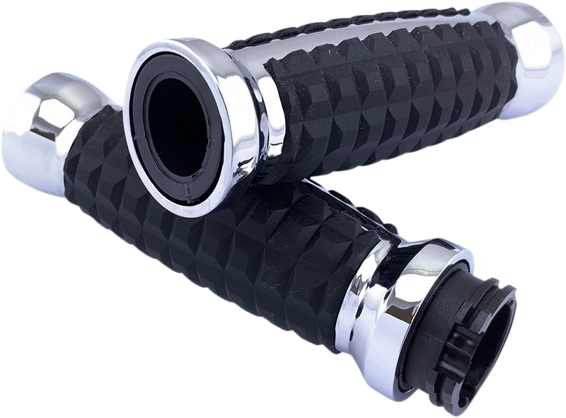 DRAG SPECIALTIES Grenade Style Grips - Cable - Chrome