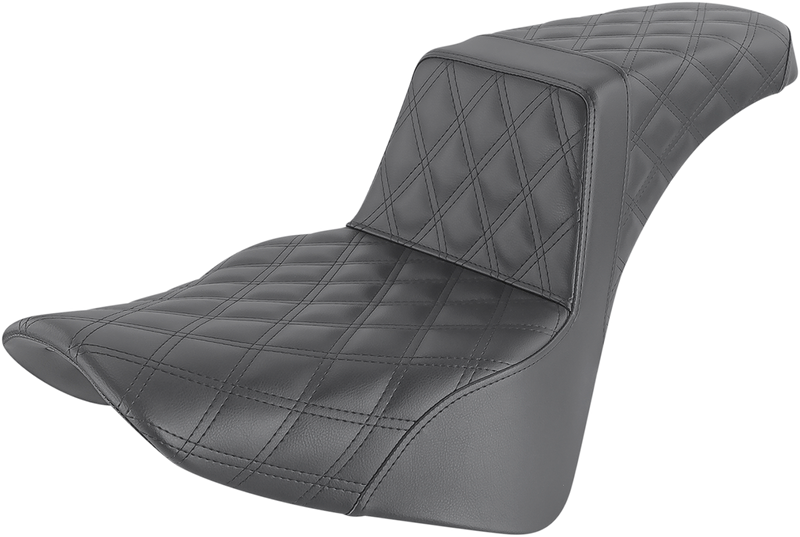 SADDLEMEN Step-Up Seat - Full Lattice Stitch - Black - Softail '18-'24