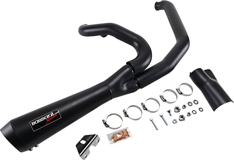 BASSANI XHAUST Short 2:1 Exhaust for FL - Black - 2017-2020 TOURING MODELS