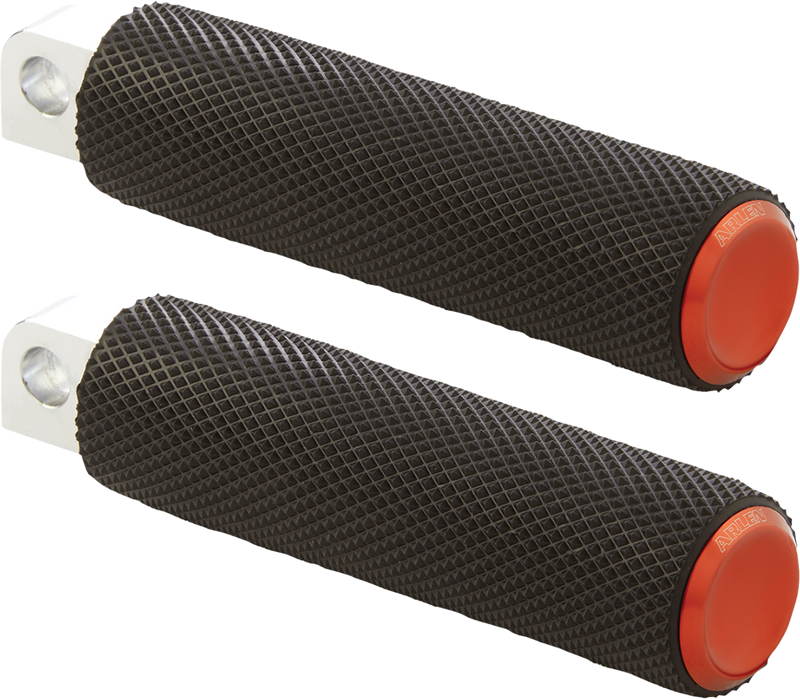 ARLEN NESS Fusion Male-Mount Footpegs - Knurled - Orange - 1" Longer