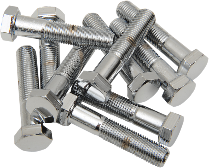 DRAG SPECIALTIES Replacement Fine Thread Hex Head Bolt - Chrome - 3/8"-24 x 2" - 10-Pack