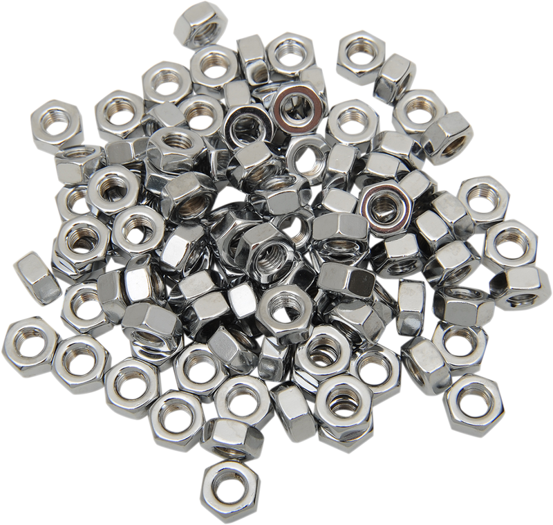 DRAG SPECIALTIES Nut - Hex - 1/4"-28 - Chrome - 100-Pack
