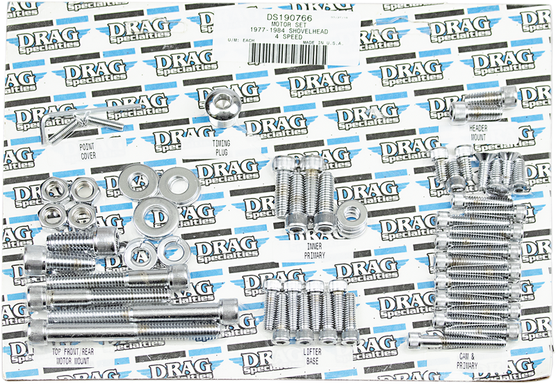 DRAG SPECIALTIES Replacement Knurled Socket-Head Bolt Motor Set - Chrome - 4-Speed - Big Twin