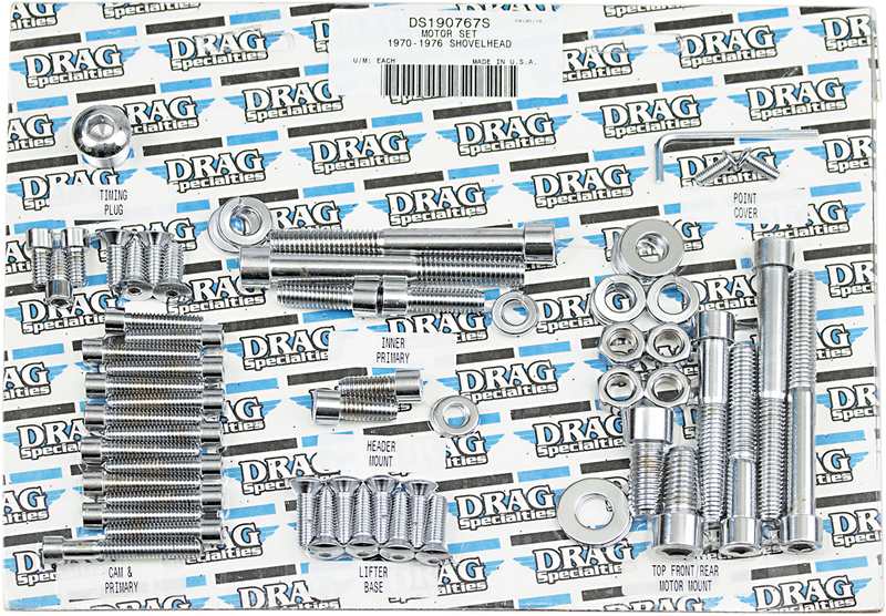 Drag Specialties Chrome Engine Cover Smooth Socket-Head Bolt Kit - FX/FL