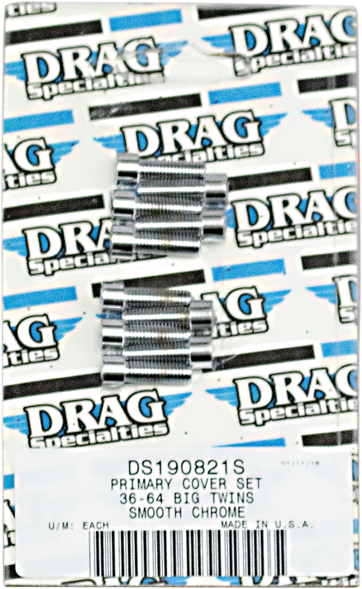 DRAG SPECIALTIES Chrome Primary Cover Smooth Socket-Head Bolt Kit - 10 Pack