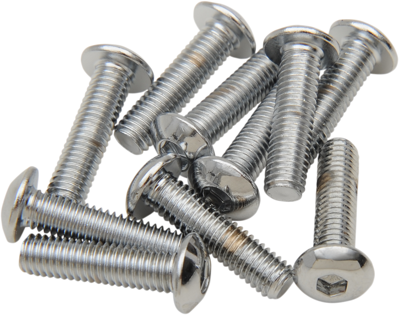 DRAG SPECIALTIES Polished / Chrome Button Head Replacement Bolts - #10-32 x 1" - 10 Pack