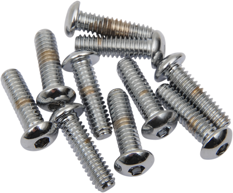 DRAG SPECIALTIES Polished / Chrome Button Head Replacement Bolts - 1/4"-20 x 1" - 10 Pack