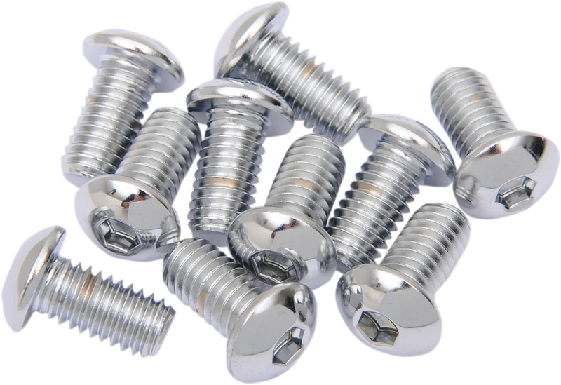 DRAG SPECIALTIES Polished / Chrome Button Head Replacement Bolts - 3/8"-16 x 1" - 10 Pack