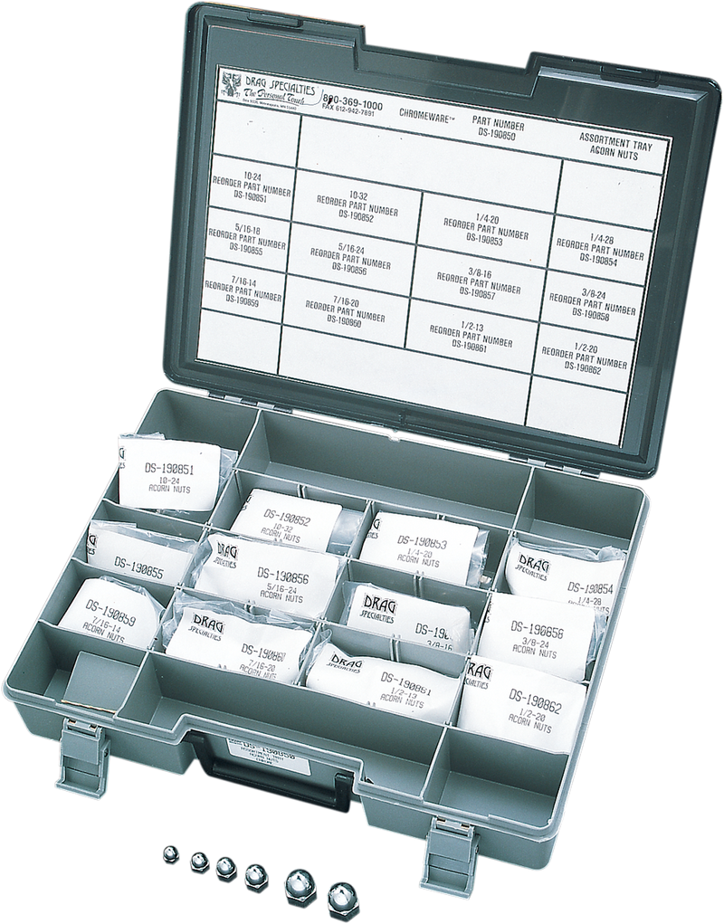 DRAG SPECIALTIES Chrome Acorn Nut Assortment Kit