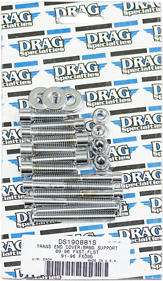 DRAG SPECIALTIES Chrome Smooth Transmission End Bolt Set for Softail