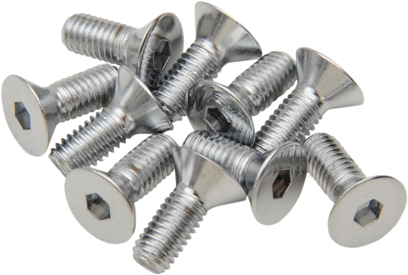 DRAG SPECIALTIES Countersunk Socket-Head Bolts - Flat-Head - Chrome - 10-32 x 3/4" - 10-Pack